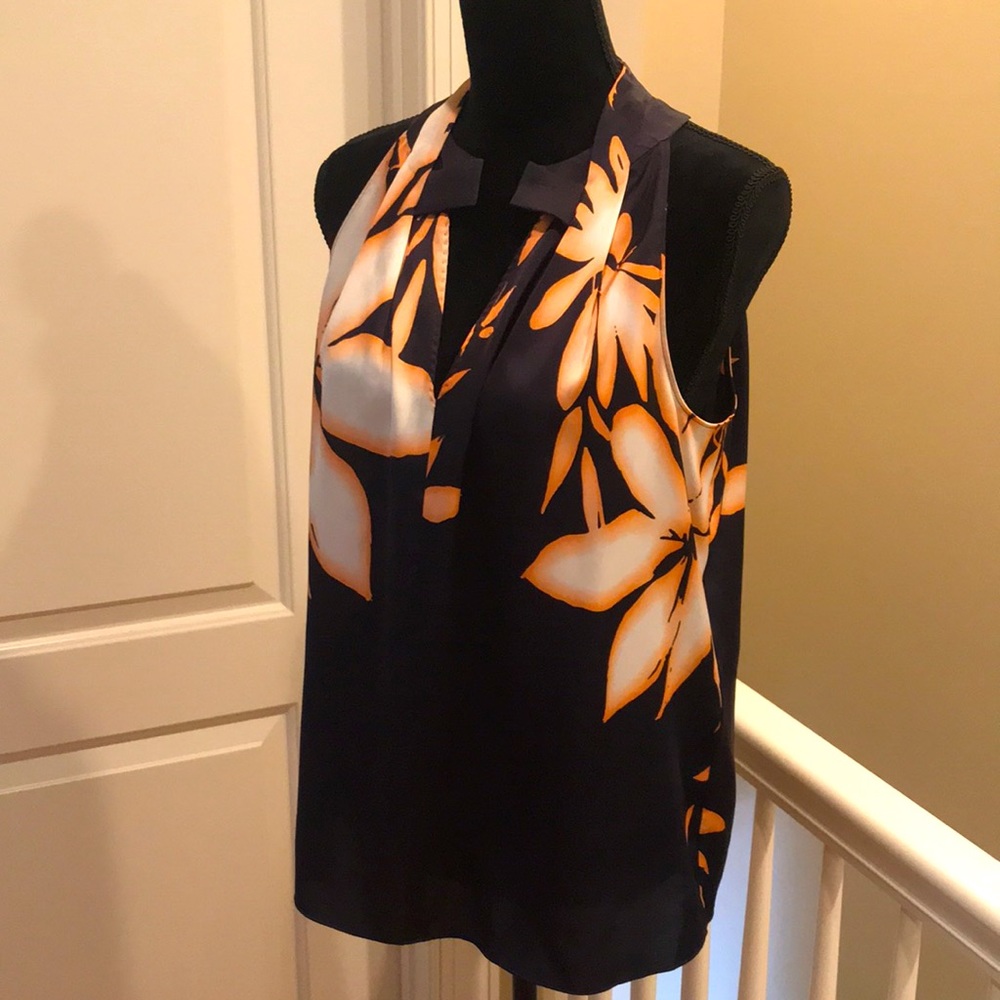 Tahari for Saks 5th Ave navy peach shell